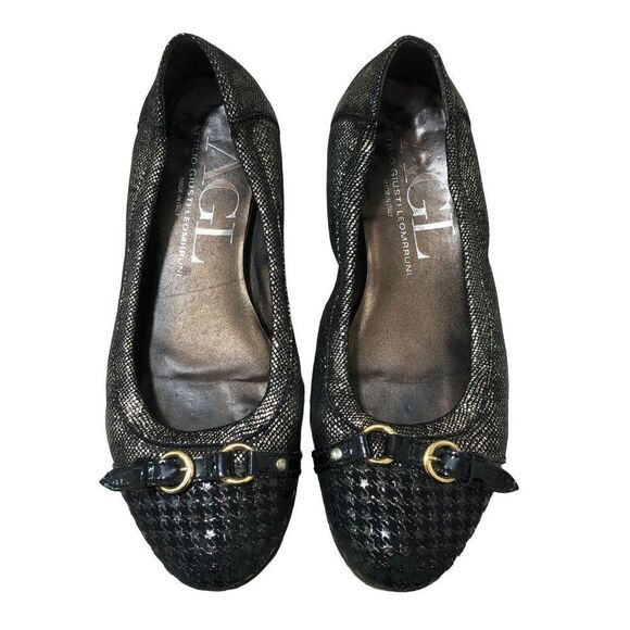 AGL Attilio Giusti Leombruni Leather Ballet Flats Shoes Size 37.5 - Picture 1 of 5